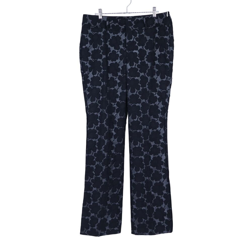Marni Floral Jacquard Dress Pants Black Straight Leg Trouser Women's IT 44/US 8